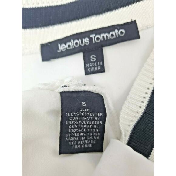 Jealous Tomato Womens Top Sz S White Black Knit Floral Sport Jersey Sheer Mesh - Picture 5 of 6